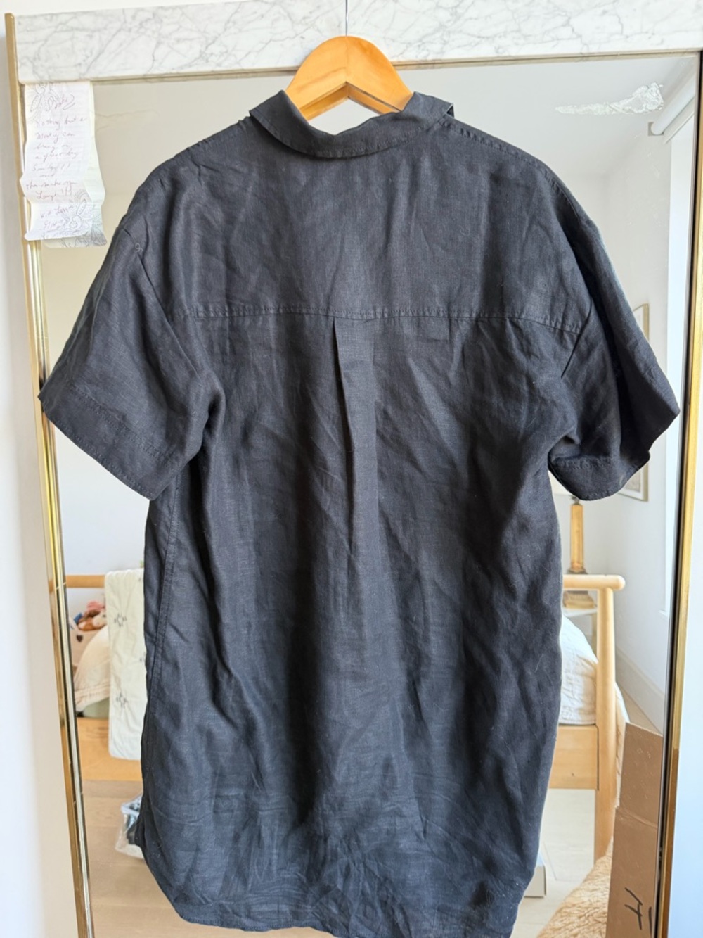 J Crew Black Linen Short-Sleeve Button-Up Dress size M - Picture 4 of 4